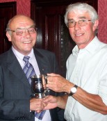 Richard Edge receives his tankard from President David Pickover 